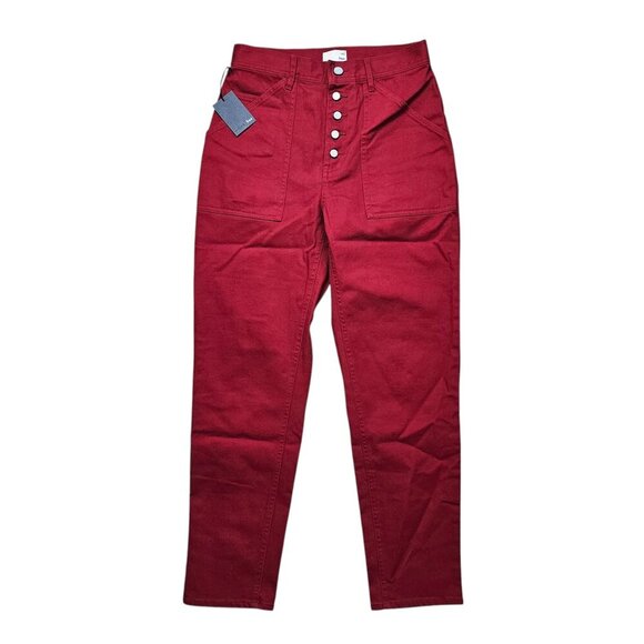 Wilfred Aritzia NWT Red Denim Button Fly Pant w/ Large Front Pockets Sz 8 - Picture 4 of 10
